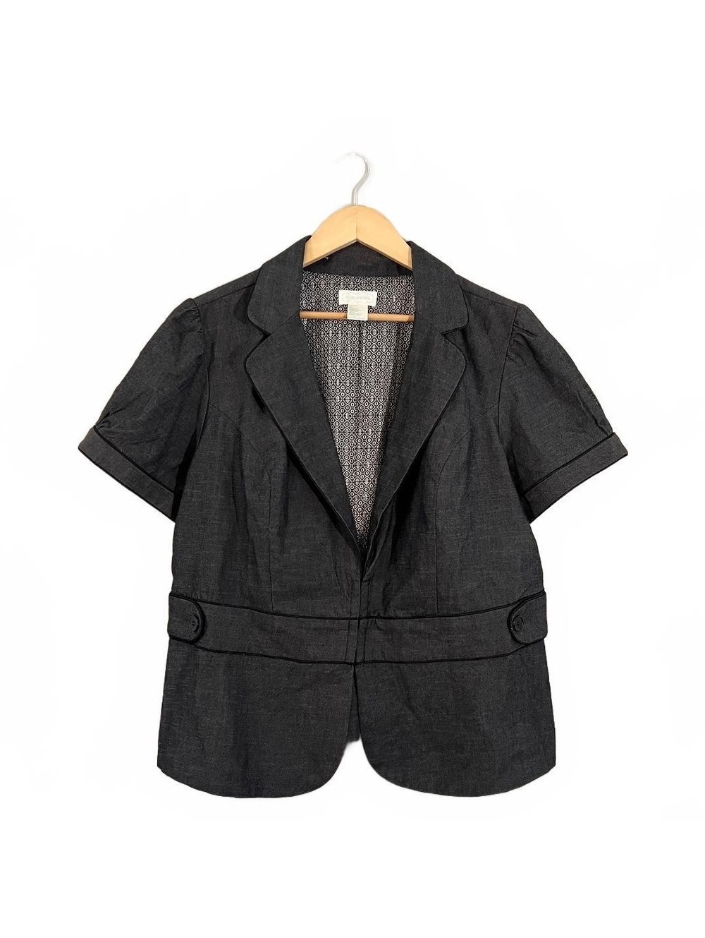 Y2K Gray Puff Sleeve Coquette Feminine Blazer Jacket